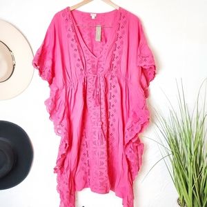 J. Crew Ruffle tunic coverup with tassels